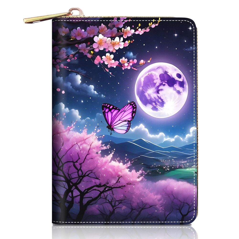 2764 Credit Card Holder Wallets , Moon Flower Butterfly Design RFID